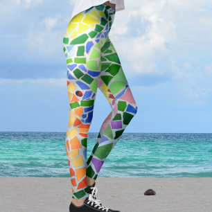 Farbenfrohes Mosaik-Koi-Teich Leggings