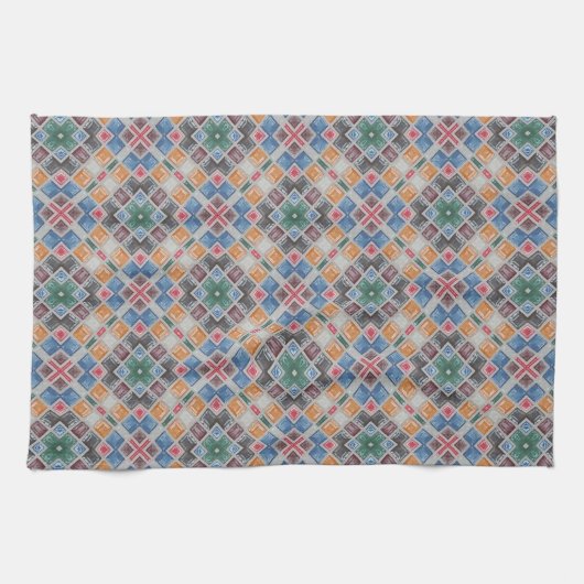 Farbenfrohes Mosaikfliesenmuster Geschirrtuch (Horizontal)