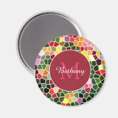 Farbenfrohes Mosaikmuster personalisiert Magnet (Vorderseite/Rückseite)