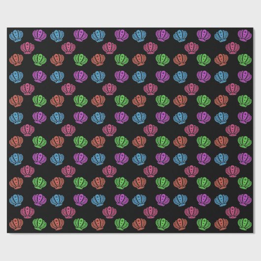 Farbenfrohes Muschelmuster Geschenkpapier (Flach)