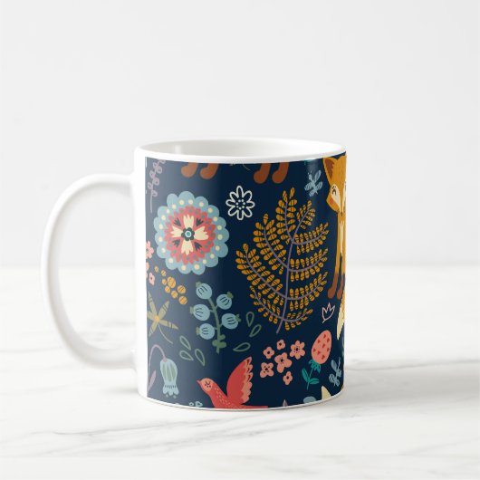 Farbenfrohes Muster mit einem Fuchsfox,Muster,Wald Kaffeetasse (Links)