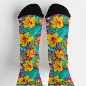 Farbenfrohes Muster tropischer Blumen Socken (Oben)