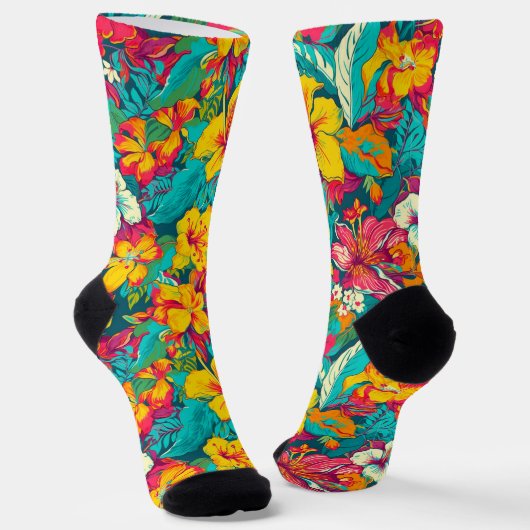 Farbenfrohes Muster tropischer Blumen Socken (Gewinkelt)