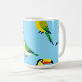 Farbenfrohes Muster tropischer Vögel Kaffeetasse (VorderseiteRechts)