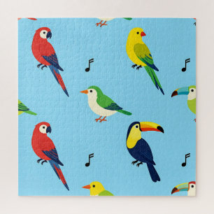 Farbenfrohes Muster tropischer Vögel Puzzle