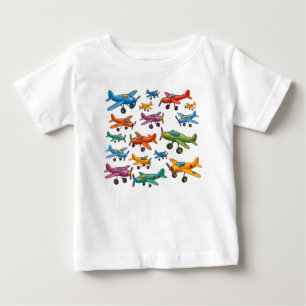 Farbenfrohes Muster vintage Flugzeuge – Retro Avia Baby T-shirt