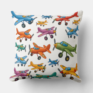 Farbenfrohes Muster vintage Flugzeuge – Retro Avia Kissen