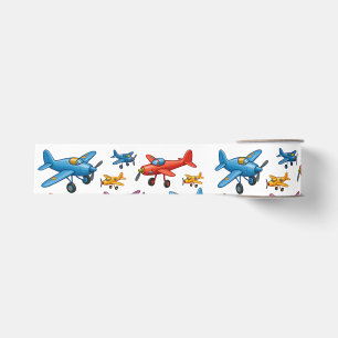 Farbenfrohes Muster vintage Flugzeuge – Retro Avia Ripsband