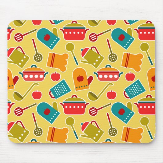 Farbenfrohes Muster von Küchenutensilien Mousepad (Vorne)