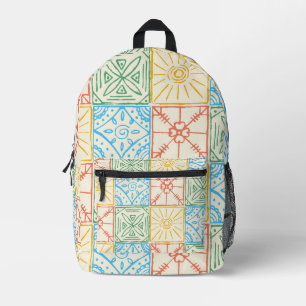 Farbenfrohes nahtloses Fliesenmuster im Stil von A Bedruckter Rucksack