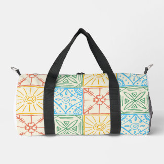 Farbenfrohes nahtloses Fliesenmuster im Stil von A Duffle Bag