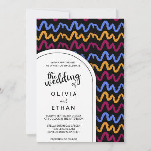 Farbenfrohes nahtloses Muster chic Hochzeitseinlad Einladung