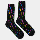 Farbenfrohes Neon-Blitz-Muster aus den 80ern  Socken (Rechts)