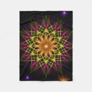 Farbenfrohes neon-geometrisches Mandala, lebendige Fleecedecke