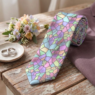 Farbenfrohes Nouveau Deco Buntglas-Muster Krawatte