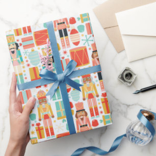 Farbenfrohes Nussknacker-Trommeln-Weihnachtsmuster Geschenkpapier