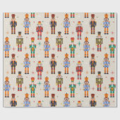 Farbenfrohes Nussknacker-Weihnachtsmuster Geschenkpapier (Flach)