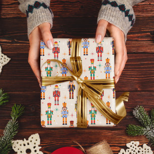 Farbenfrohes Nussknacker-Weihnachtsmuster Geschenkpapier