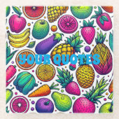 Farbenfrohes Obst- und Gemüsemuster  Glasuntersetzer (Vorderseite)