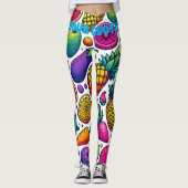 Farbenfrohes Obst- und Gemüsemuster  Leggings (Vorderseite)