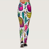 Farbenfrohes Obst- und Gemüsemuster  Leggings (Rückseite)