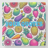 Farbenfrohes Obst- und Gemüsemuster  Steinuntersetzer (Vorderseite)