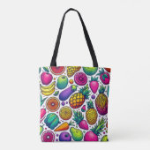 Farbenfrohes Obst- und Gemüsemuster  Tasche (Rückseite)