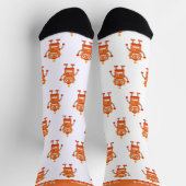Farbenfrohes Orange-Roboter-Muster und Text Socken (Oben)
