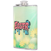 Farbenfrohes Ostern-Drip-Text-Graffiti-Style-Desig Flachmann (Links)