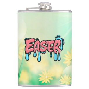 Farbenfrohes Ostern-Drip-Text-Graffiti-Style-Desig Flachmann
