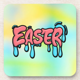Farbenfrohes Ostern-Drip-Text-Graffiti-Style-Desig Getränkeuntersetzer