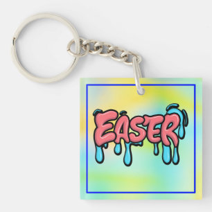 Farbenfrohes Ostern-Drip-Text-Graffiti-Style-Desig Schlüsselanhänger