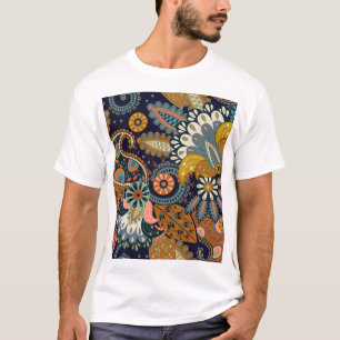 Farbenfrohes Paisley: Blumige indische Tapete. T-Shirt