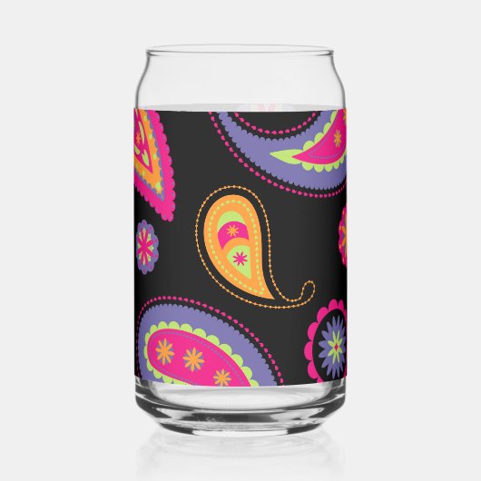 Farbenfrohes Paisley-Muster Dosenglas (Vorderseite)