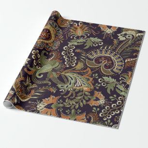 Farbenfrohes Paisley-Muster. Ethnisches Vintage-Wa Geschenkpapier