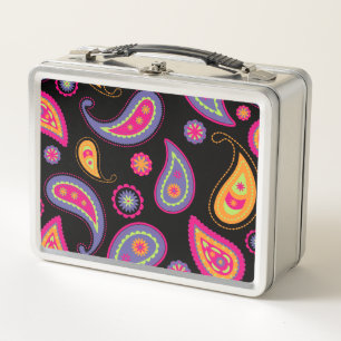 Farbenfrohes Paisley-Muster Metall Brotdose