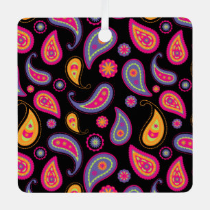 Farbenfrohes Paisley-Muster Ornament Aus Metall
