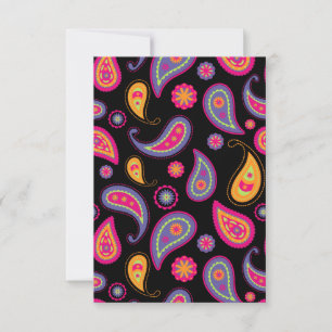 Farbenfrohes Paisley-Muster RSVP Karte