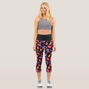 Farbenfrohes Paisley-Nahtlosmuster Capri Leggings