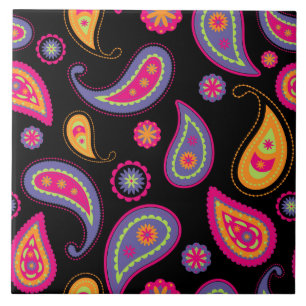 Farbenfrohes Paisley-Nahtlosmuster Fliese