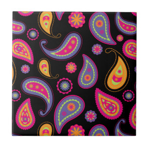 Farbenfrohes Paisley-Nahtlosmuster Fliese