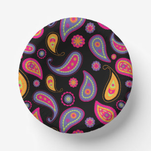 Farbenfrohes Paisley-Nahtlosmuster Pappteller