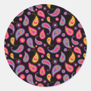 Farbenfrohes Paisley-Nahtlosmuster Runder Aufkleber