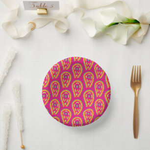 Farbenfrohes Paisley Pappteller