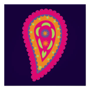 Farbenfrohes Paisley Poster