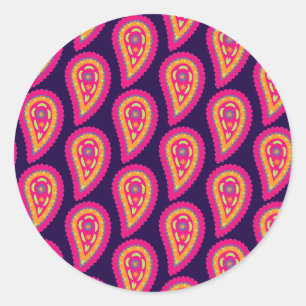 Farbenfrohes Paisley Runder Aufkleber
