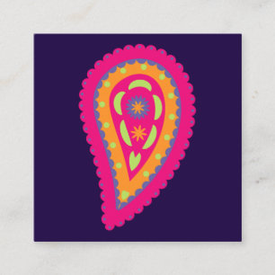 Farbenfrohes Paisley Telefonnummerkarte