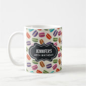 Farbenfrohes Pariser Macarons-Muster Geburtstag Kaffeetasse (Links)