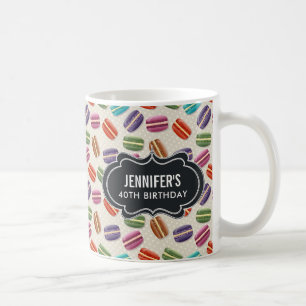 Farbenfrohes Pariser Macarons-Muster Geburtstag Kaffeetasse