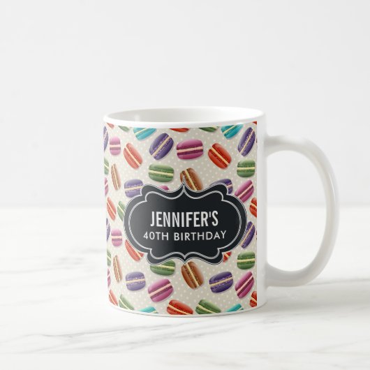 Farbenfrohes Pariser Macarons-Muster Geburtstag Kaffeetasse (Rechts)